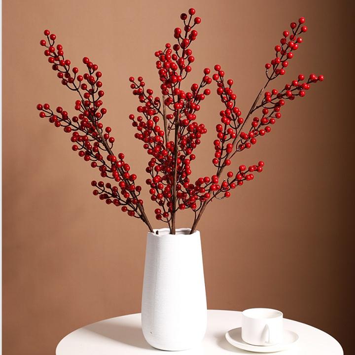 Hoa Giả - Combo 5 cành Đào Đông 80cm 12 nhánh trang trí nhà của quý phái, sang trọng