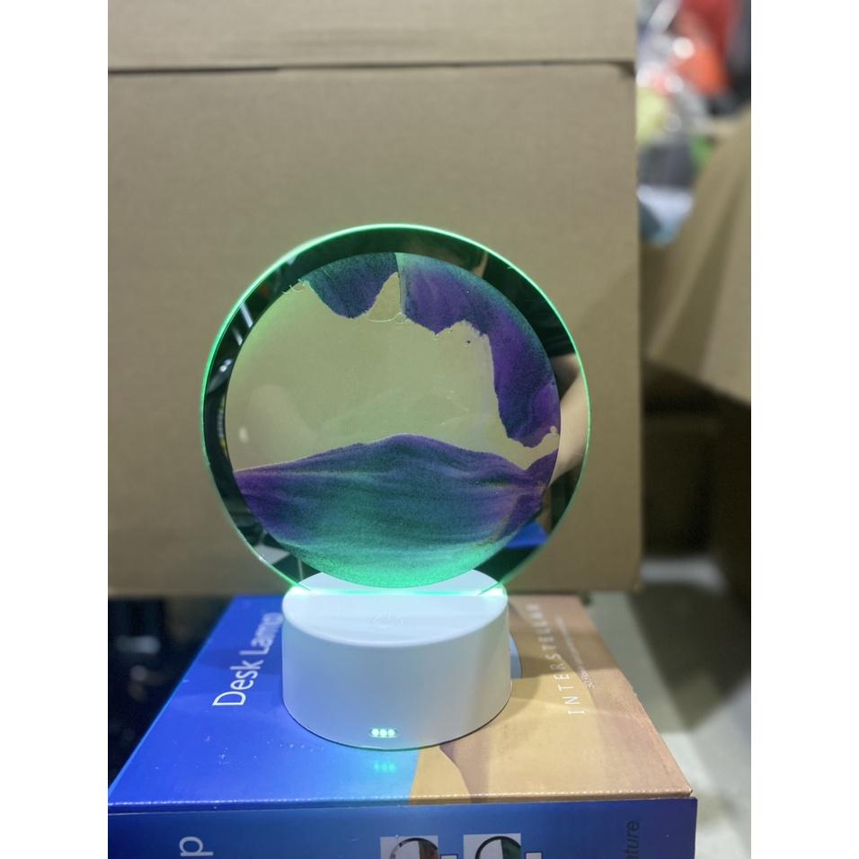 Đèn ngủ led trang trí dạng Tranh cát 3D chuyển động hình tròn 16cm cắm điện USB hoặc Dùng Pin 3AAA độc lặp