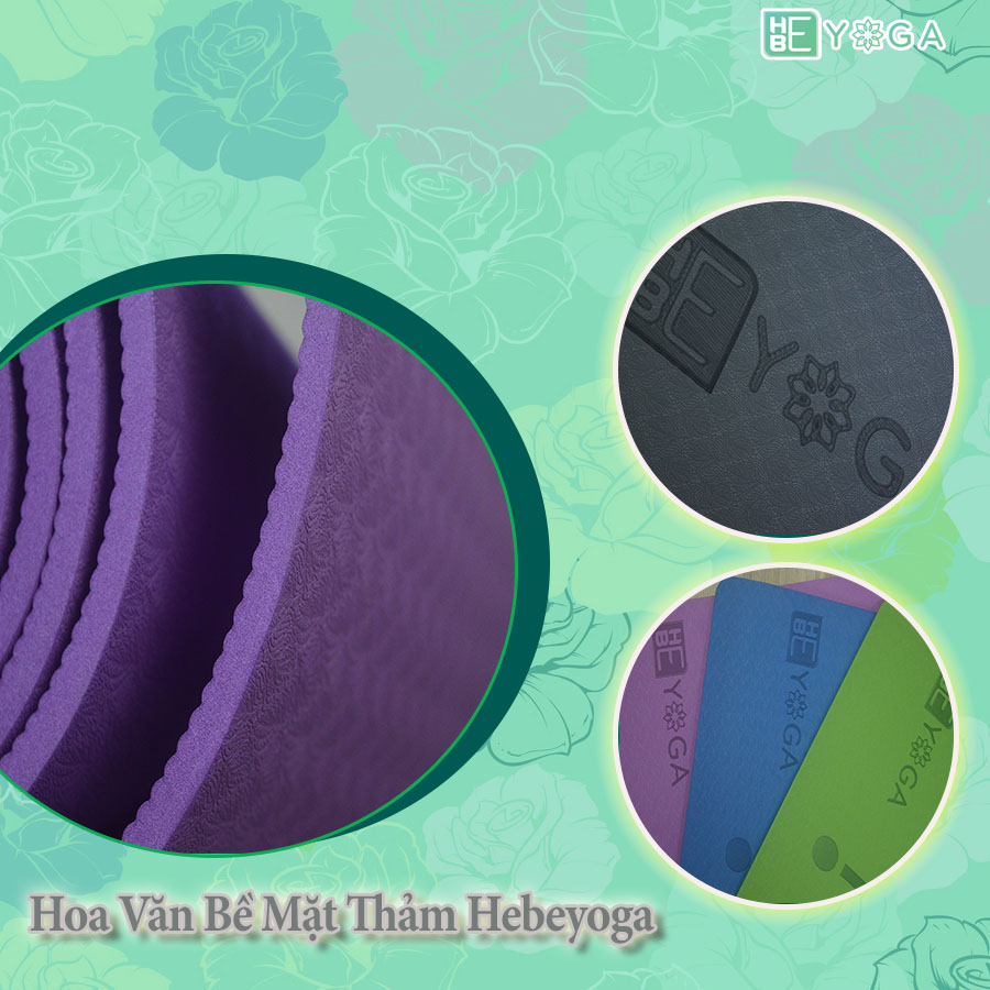 Thảm Tập Yoga Định Tuyến TPE Hebeyoga 8mm 1 Lớp Màu Tím Cao Cấp Lèm Túi