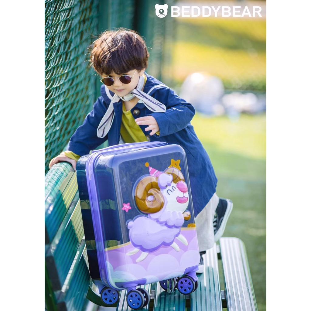 Vali Kéo du lịch Cho Trẻ Em Beddy Bear - Va li xách tay 17 inch - họa tiết Con Cừu - bánh xe xoay 360 độ - chống va đập - Cần kéo hợp kim nhôm - Bảo hành 2 năm chính hãng