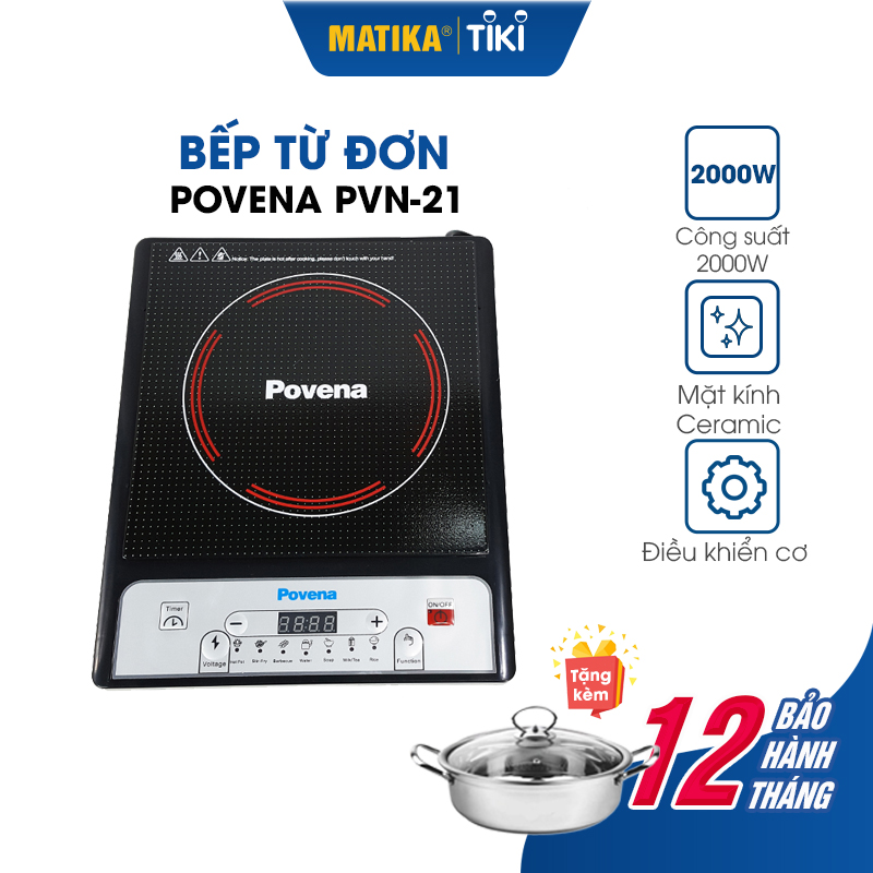 Bếp Từ Đơn POVENA PVN-20 Công Suất 2000W 1 Vòng Nhiệt - Hàng Chính Hãng