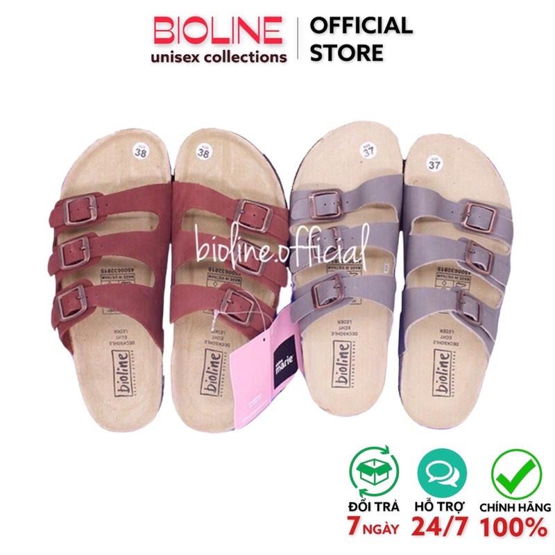 Dép đế trấu birken Bioline da bò thật quai ngang unisex B09 -Bioline Official