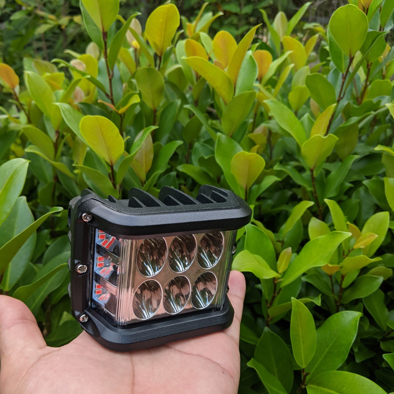 Đèn trợ sáng xe máy ô tô 2in1 X6 Pro 6 led 45W chớp nháy xanh đỏ mẫu mới hàng vip, phụ kiện đồ chơi xe máy