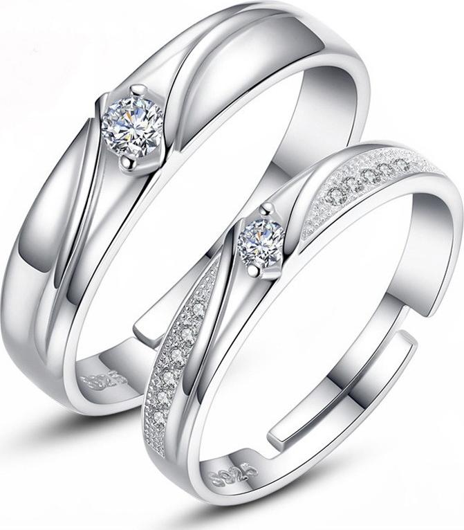 Cặp nhẫn bạc tình yêu Đính Đá cao cấp - Trang sức Panmila (ND.A8.B)