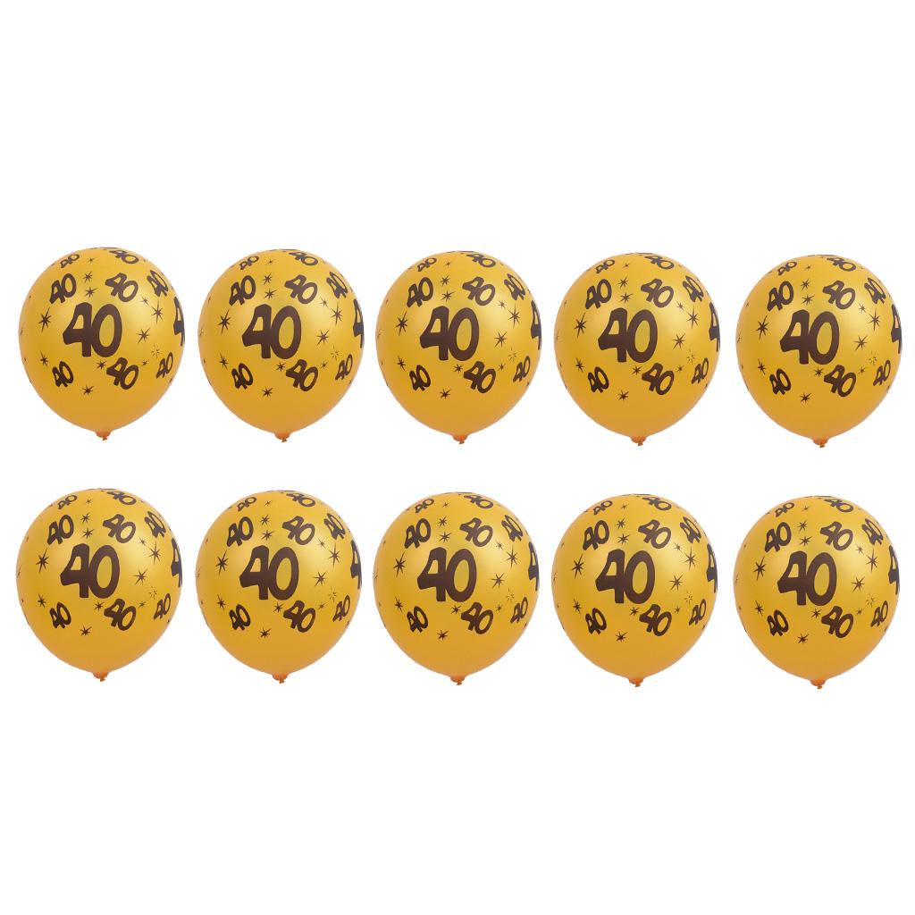 10/set 12in Gold Latex Balloons for Birthday Anniversary Party Number Age