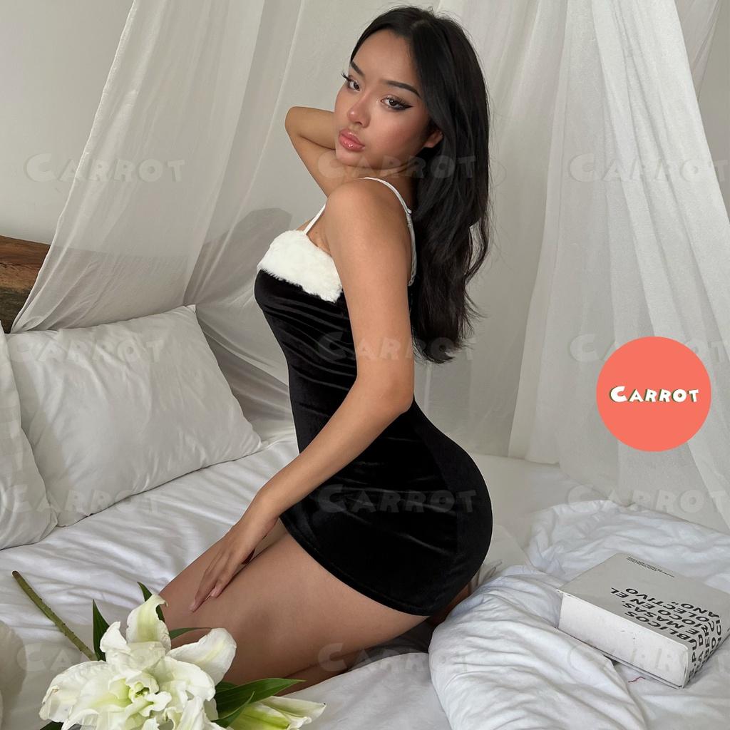 Đầm body thiết kế 2 dây nhung váy ôm sexy gợi cảm carrotxinhdep 39