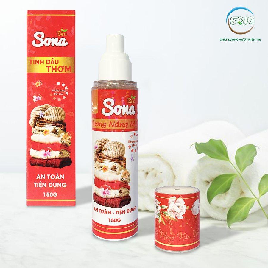 Xả vải khô, xịt thơm quần áo SONA chai 150ml - Khử mùi hôi, làm mềm vải lưu hương suốt 48h