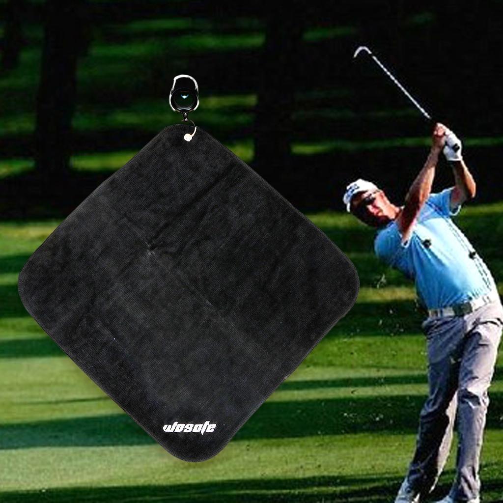 2x30x30cm Microfiber Golf Towel Sweat-absorbent Wiping Cloth Sports Black
