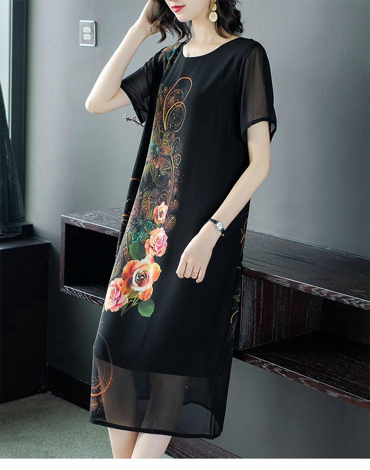 ĐẦM BIGSIZE CỔ TRÒN IN HOA HỒNG