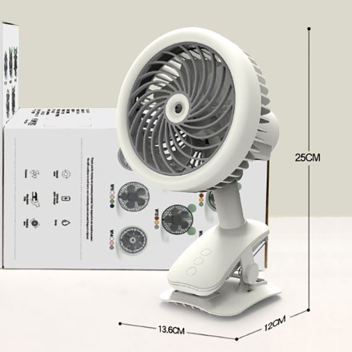 Quạt Hơi Nước Mini Phun Sương Tích Sạc Điện Có Kẹp Để Bàn Tiện Lợi Như Máy Lạnh Điều Hòa Mini Di Động