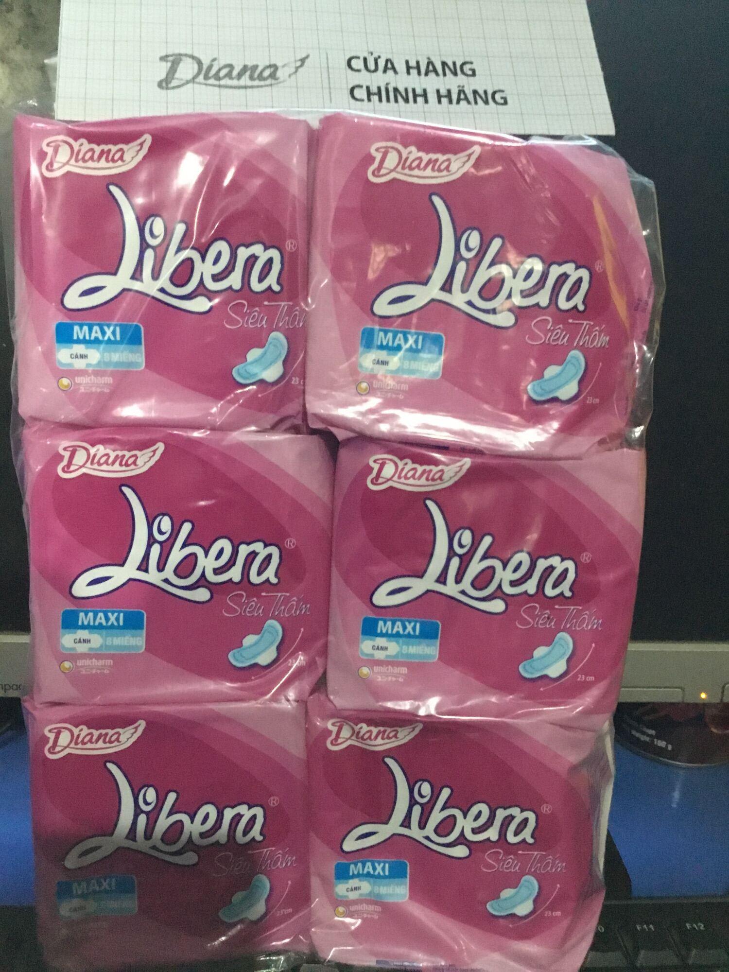 1 Gói Băng Vệ Sinh Diana Libera Siêu Thấm Maxi Cánh 23cm - 8 Miếng/Gói -Date luôn mới