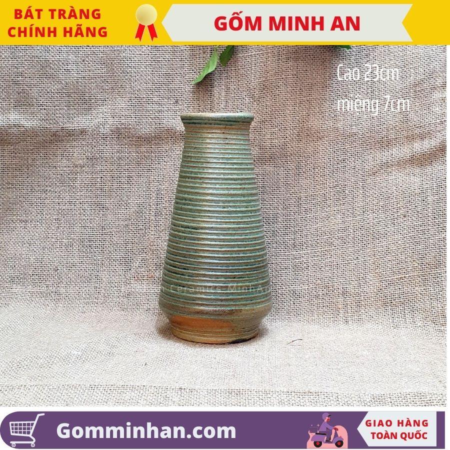 Bình Hoa Lọ Hoa Men Mộc Dáng Nhỏ Cao- Gốm Sứ Bát Tràng- Gốm Minh An