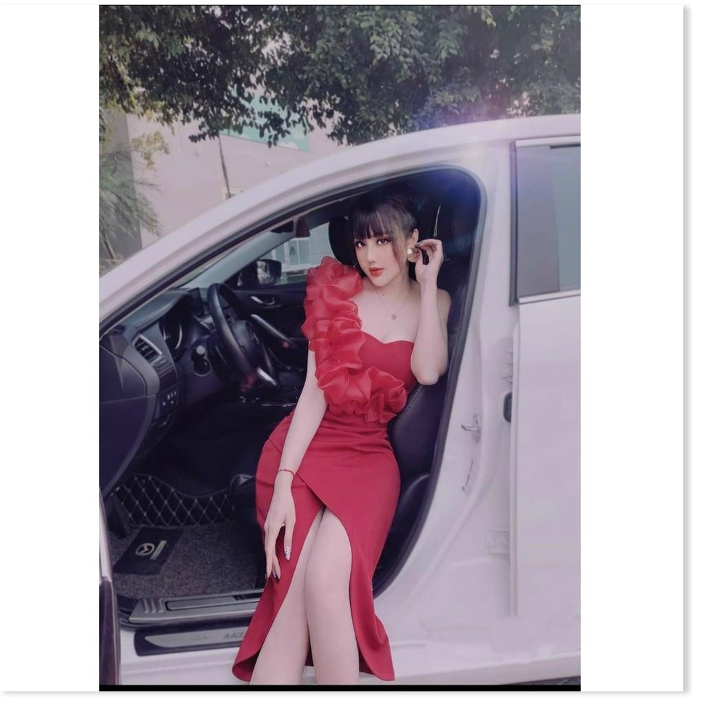 ĐẦM POLY PHỐI VOAN KIẾNG,THIẾT KẾ HỌA TIẾT TRƠN NHƯNG KHÔNG KÉM PHẦN SANG TRỌNG LANA FASHION