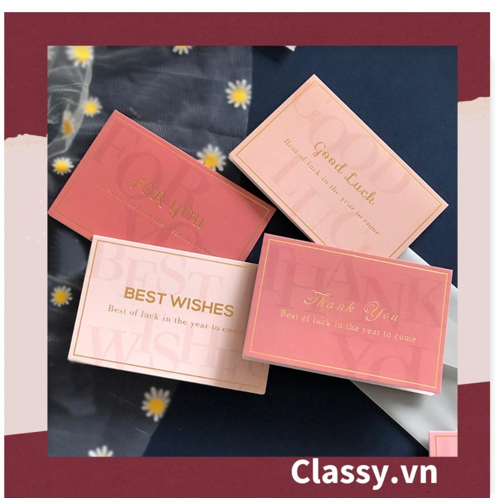 Thiệp Cổ điển Vintage tối giản, giấy art sang trọng kèm phong bì giấy lụa trong suốt và nhãn dán Sticker Classy Q679