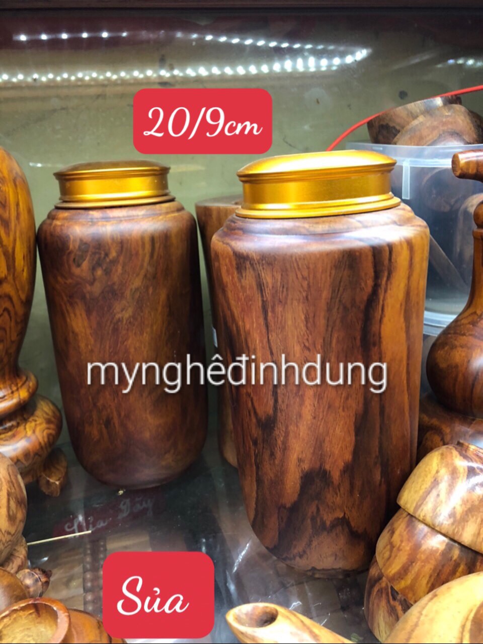 Hộp đựng trà (chè ) bằng gỗ sưa kt cao 20×9cm