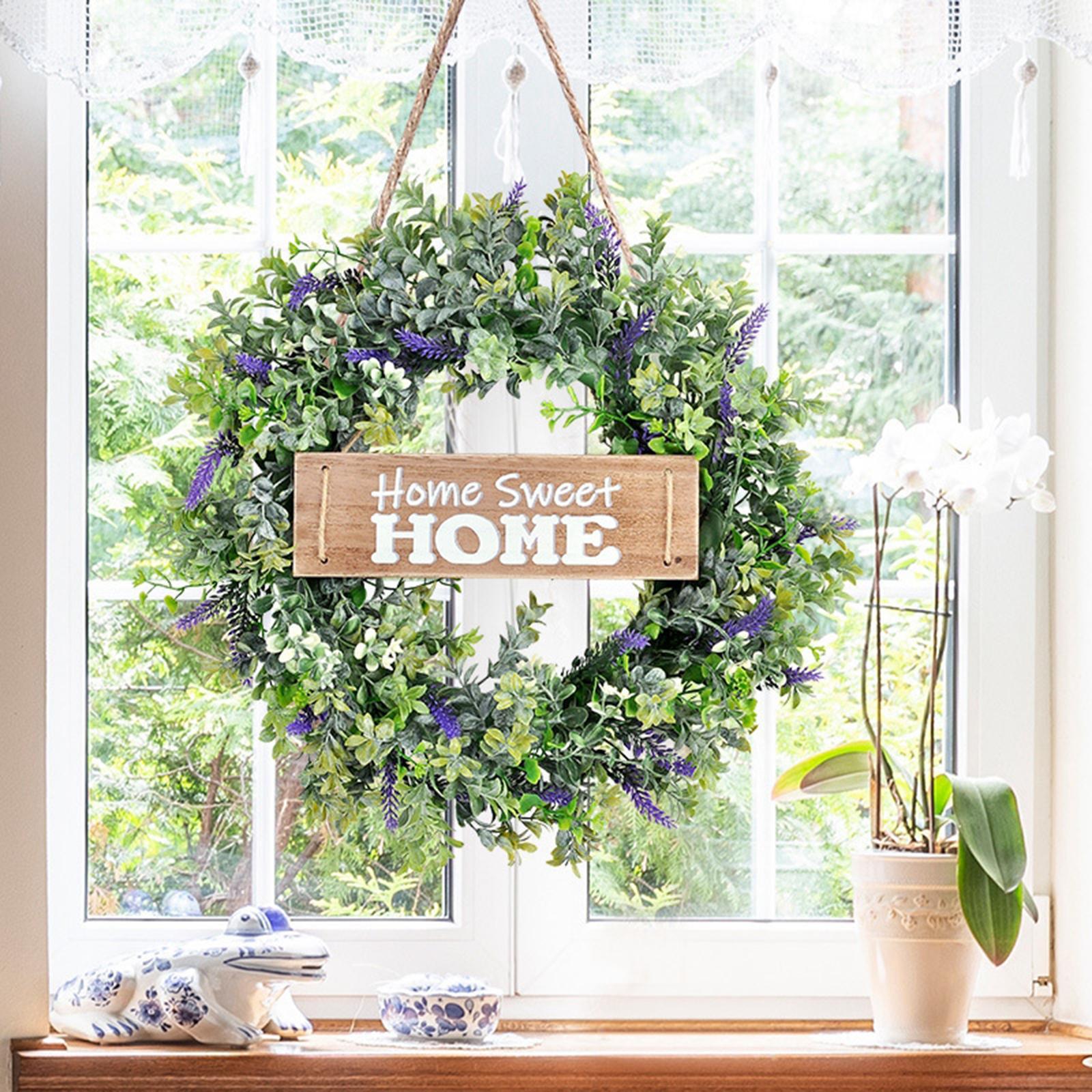 Eucalyptus Leaves Wreath for Front Door with Board Decoration Window Hanging