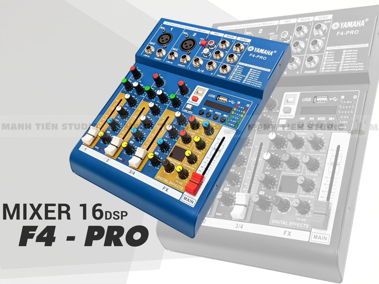 Mixer F4 Pro - Tích hợp vang số 16 chế độ vang- Chuyển đổi thành soundcard livestream karaoke