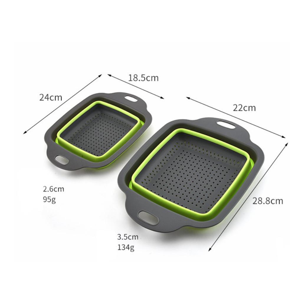 Kitchen Collapsible Colander Food-Grade Silicone Strainer Folding Strainer Green
