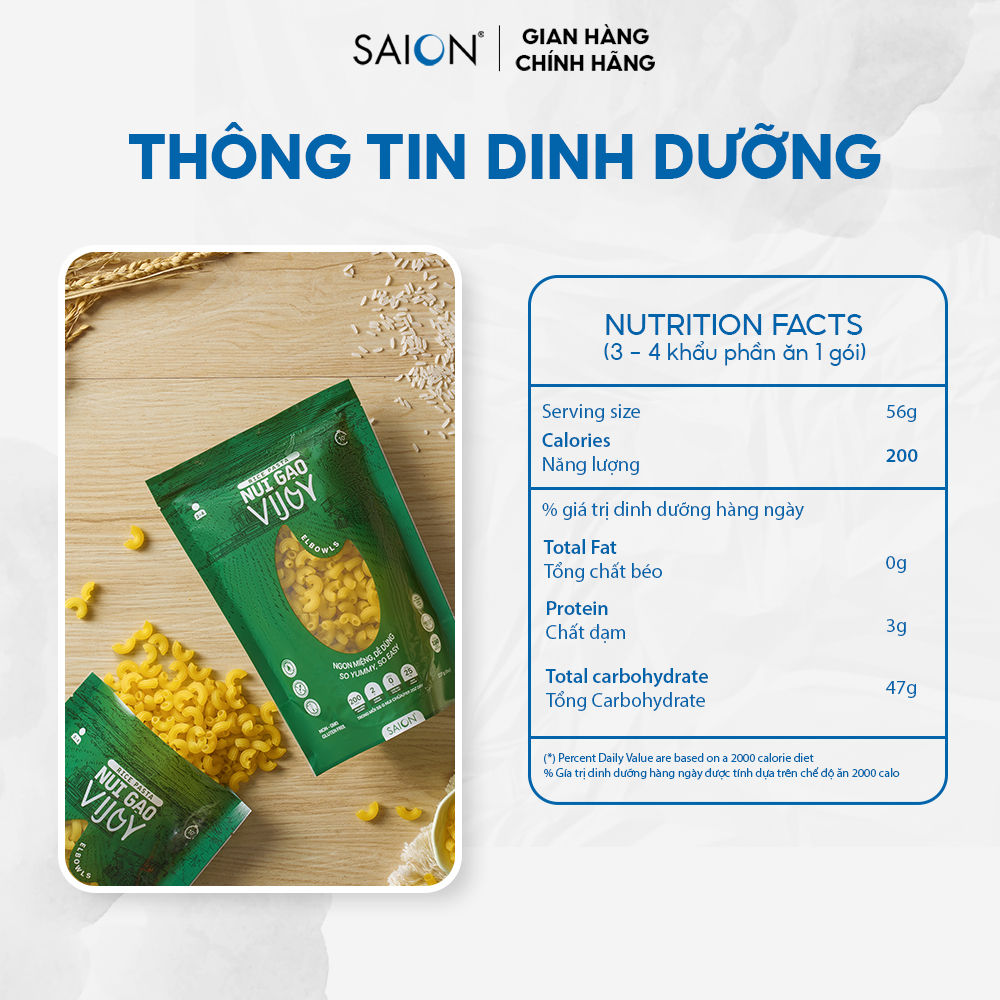 Nui Gạo Ống Ngắn VIJOY Thuần nhiên Túi 227g