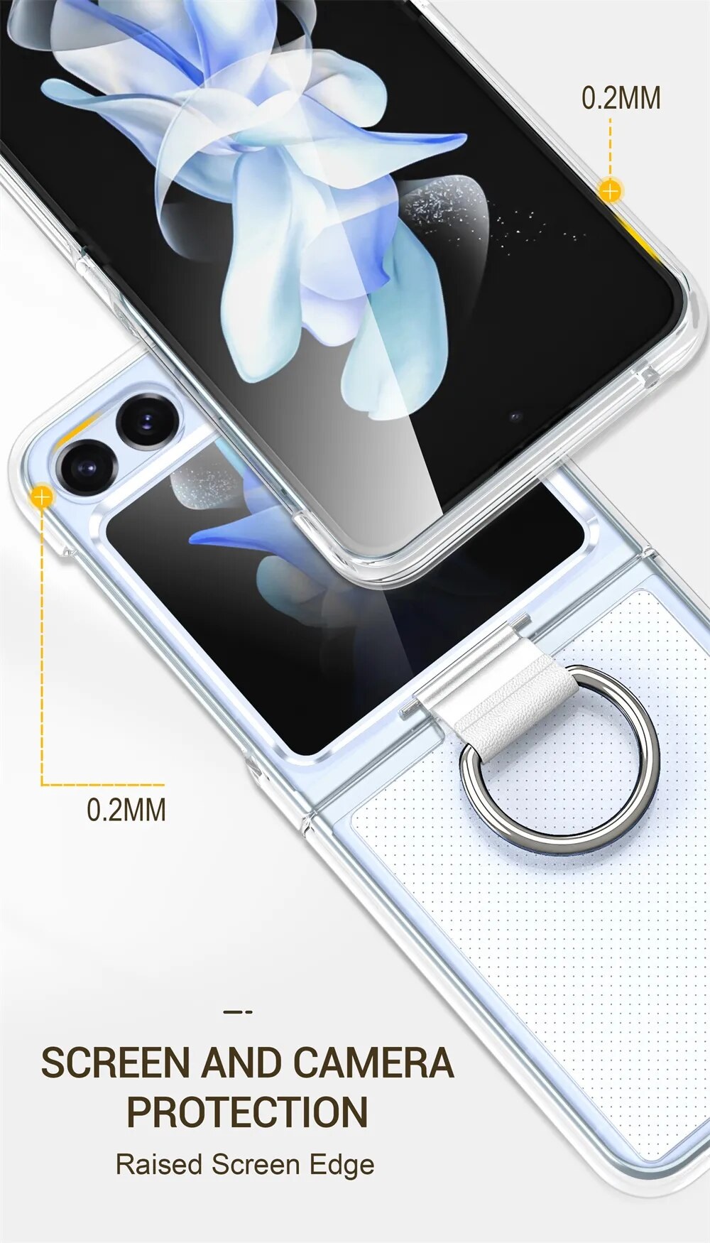 Ốp lưng chống sốc trong suốt kèm iring cho Samsung Galaxy Z Flip 5 hiệu Likgus Cover Ring - hàng nhập khẩu