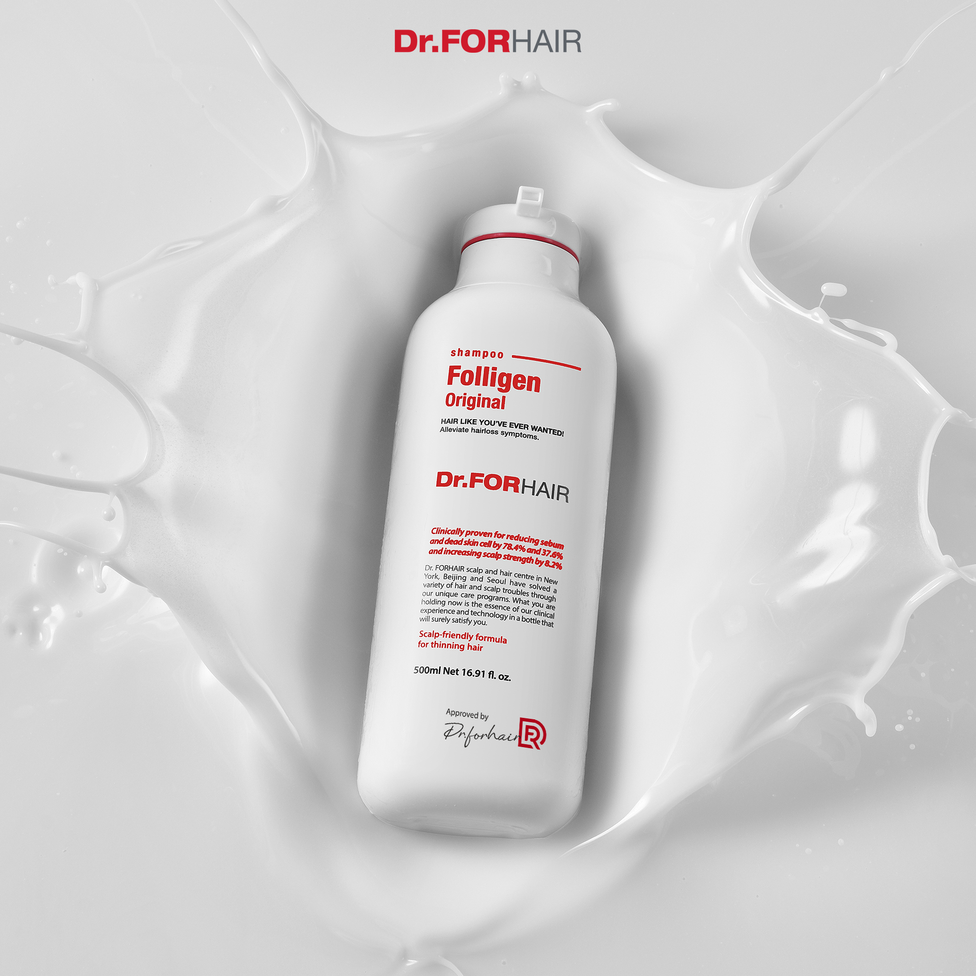 Dầu gội đầu giảm gàu hỗ trợ mọc tóc ngăn rụng giúp phồng tóc Dr.FORHAIR Folligen Original Shampoo