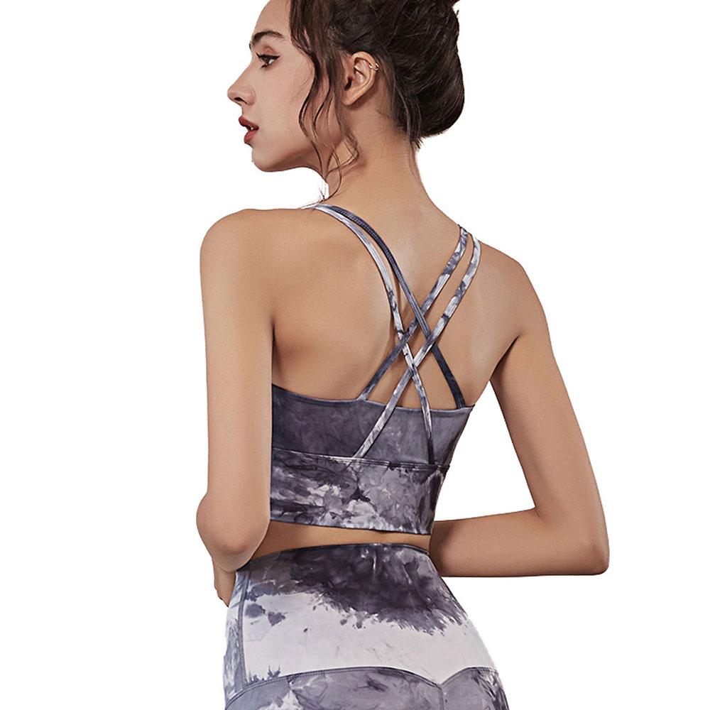 Tie Dye Sexy Trở Lại Stretchy Phòng Tập Thể Dục Yoga Thể Thao Áo Ngực Phụ Nữ Đẩy Up Breathable Thể Dục Tập Thể Dục Áo Ngực Thể Thao Thể Thao Yếm Crop hàng Đầu
