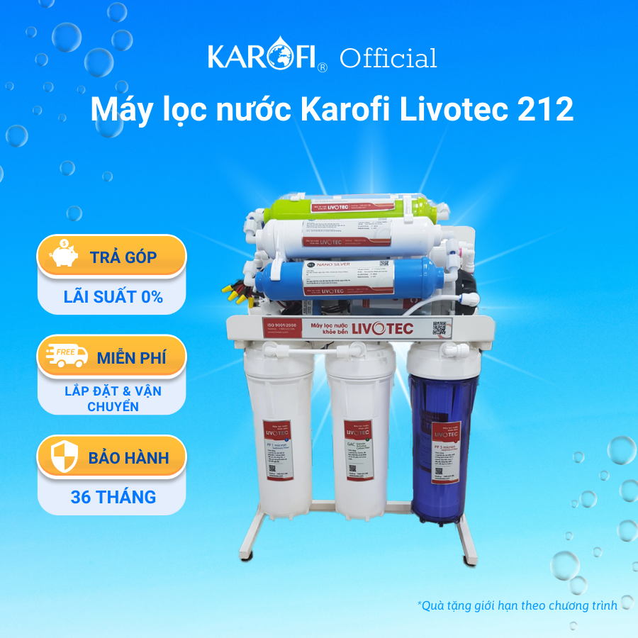 Máy lọc nước để gầm Karofi Livotec 212 - Hàng chính hãng