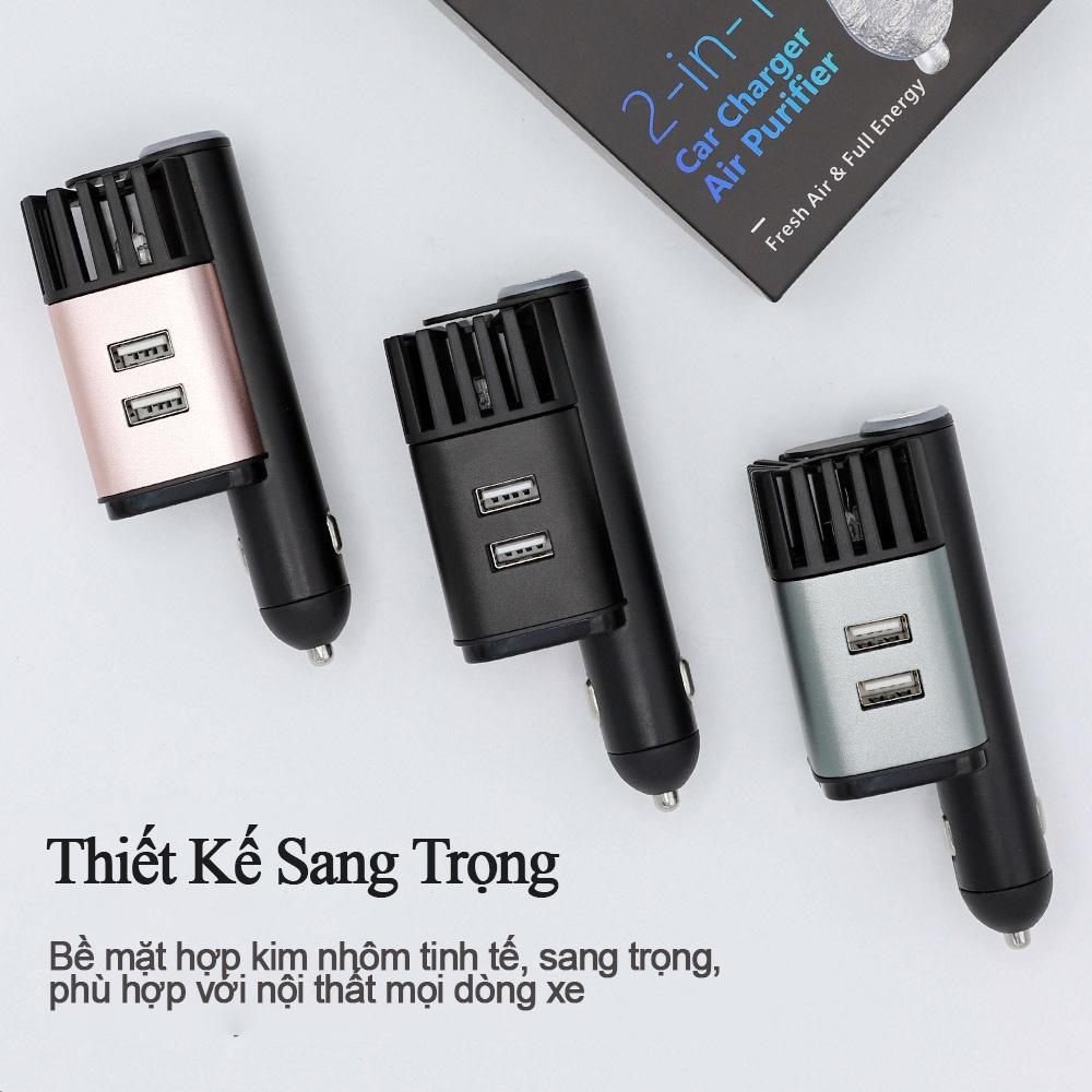 Máy Lọc Không Khí Khử Mùi Ion Âm Ô tô FRiEQ PRO tạo 10 triệu ion làm sạch nhanh chóng - kiêm sạc nhanh 2 cổng USB