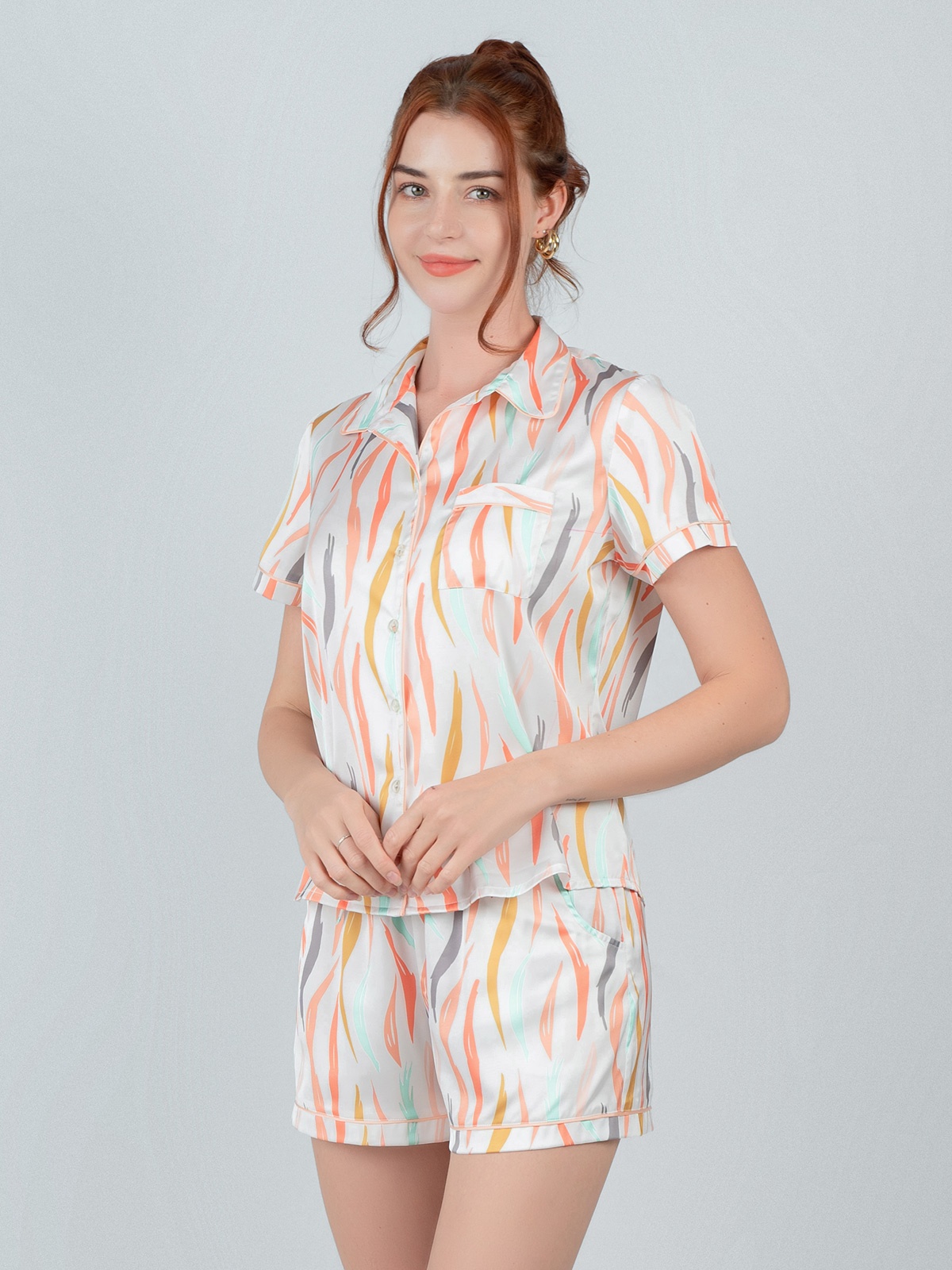 Bộ Pijama ngắn nữ Vera Satin in full tay ngắn - V0474