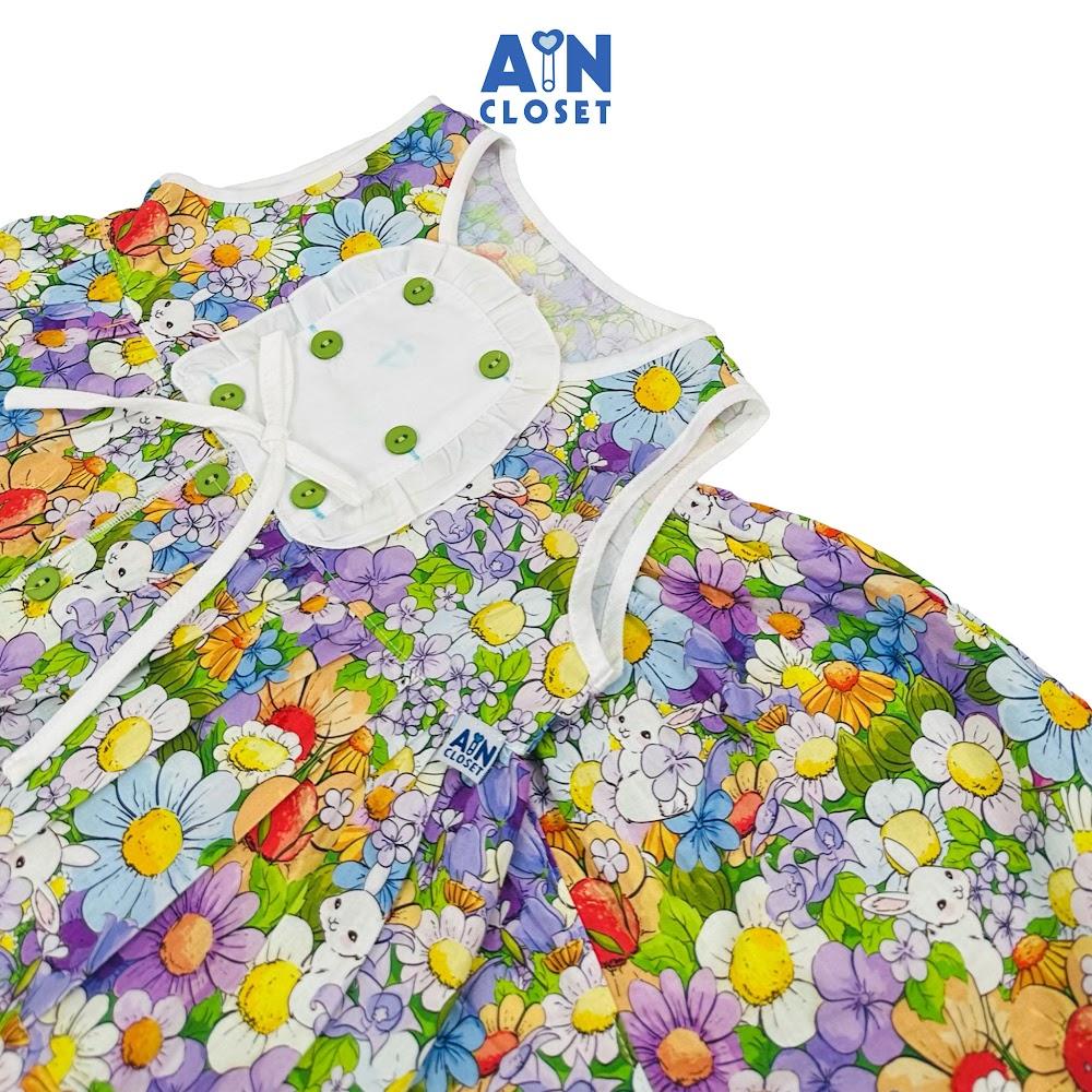 Bộ quần áo Ngắn bé gái họa tiết Hoa Thỏ Tím cotton - AICDBGPFIXHW - AIN Closet