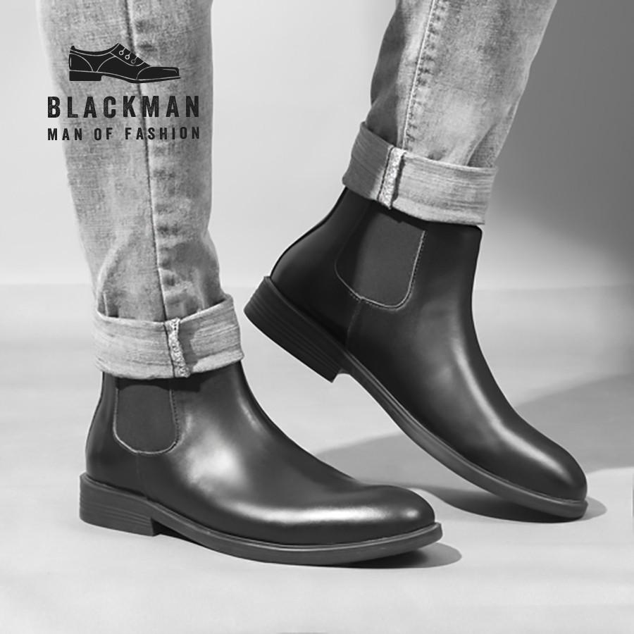 Giày cổ cao nam chelsea boots da bò cao cấp thời trang Blackman GD111