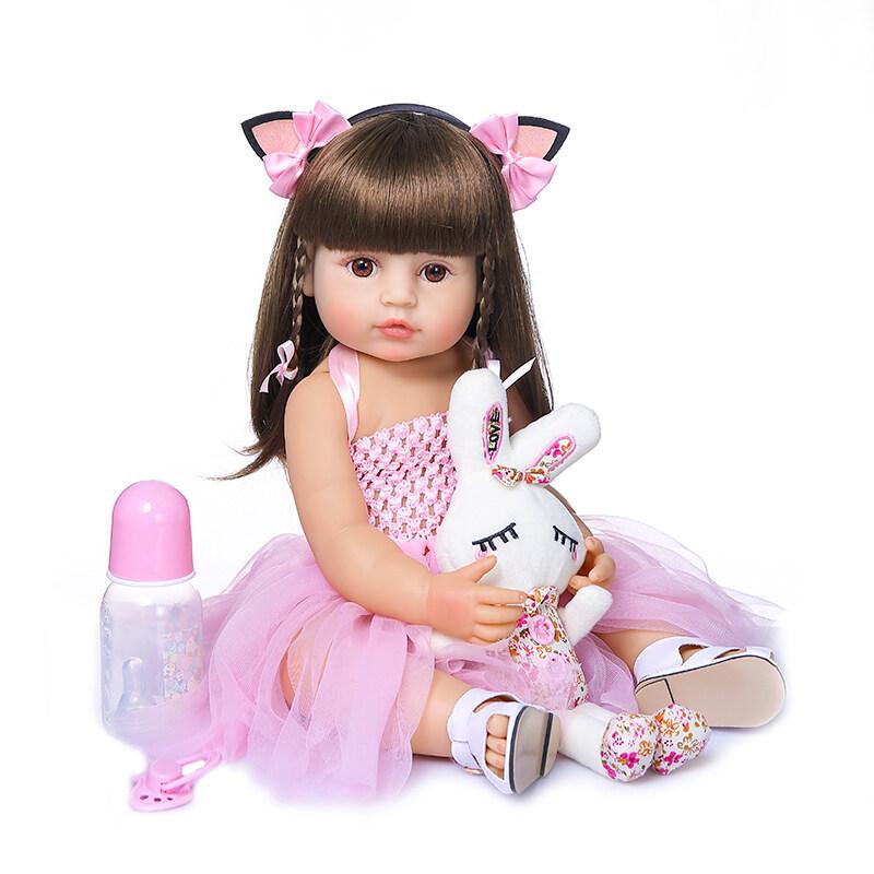 Búp Bê Barbie 3D Bằng Silicon Mềm Mại Có Keo Dán 55cmĐồ Chơi Tái Sinh Giống Như Thật Siêu Em Bé Tái Sinh - 55CM