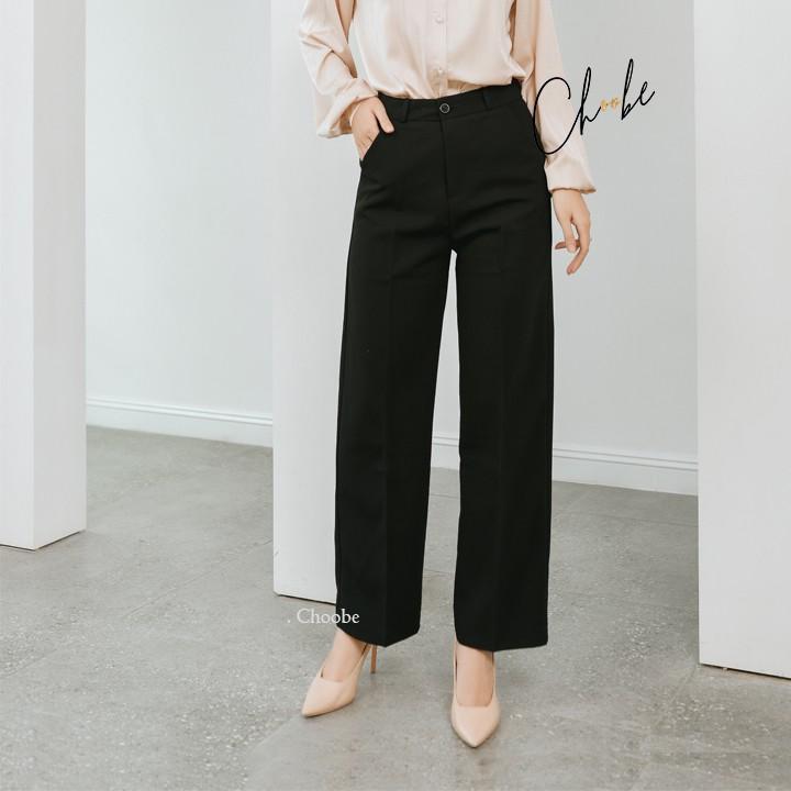 Quần suông ống rộng Choobe lưng cao vải cao cấp culottes nữ mặc kéo dài chân - Q01