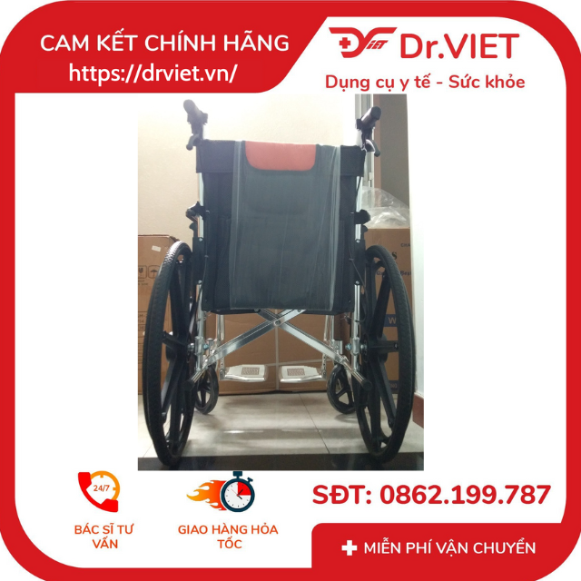 Xe lăn khung nhôm Lucass X-91L NEW Hỗ trợ người già đi lại khó, người di chuyển kém mặt nệm lưới, túi đựng đồ rộng rãi, gấp gọn tiện lợi,bánh mâm có thắng