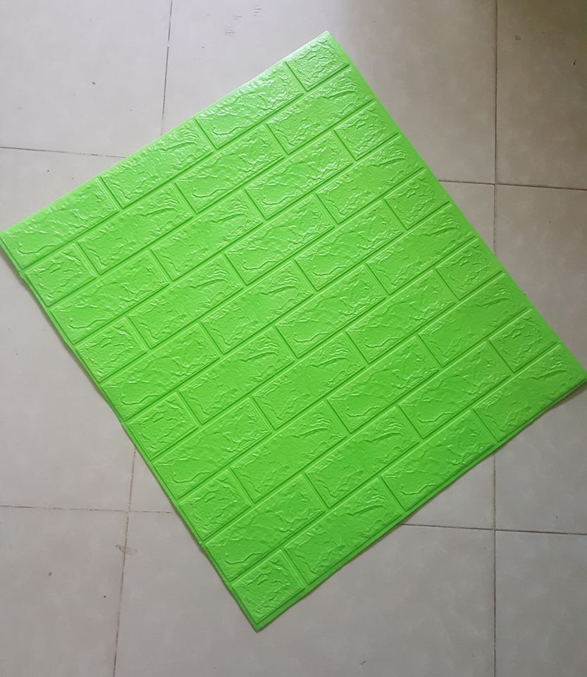 Hàng Loại 1-Combo 5 Tấm Xốp Dán Tường Giả Gạch 3D Màu Xanh Lá 70cmx77cm