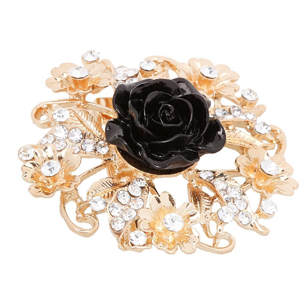 Diamante Rhinestone Flower Brooch for Wedding Party Collar Clip Scarf Buckle