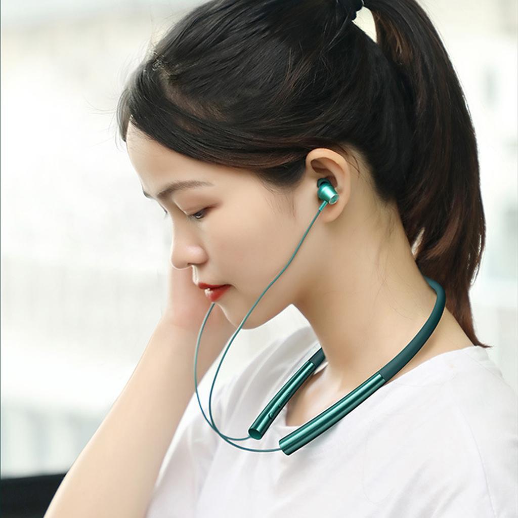 Bluetooth Headset Headphones Stereo Neckband In-Ear  with Mic Green