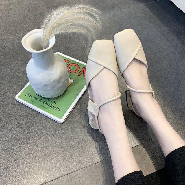 Giày sandal mũi vuông phong cách tiểu thư 3p sang chảnh