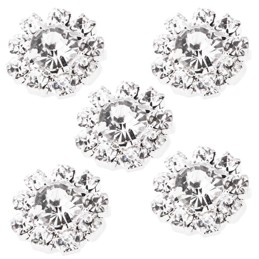 5-8pack 10 Pieces Rhinestone Flower Sewing Buttons DIY Crafts 16mm Silver