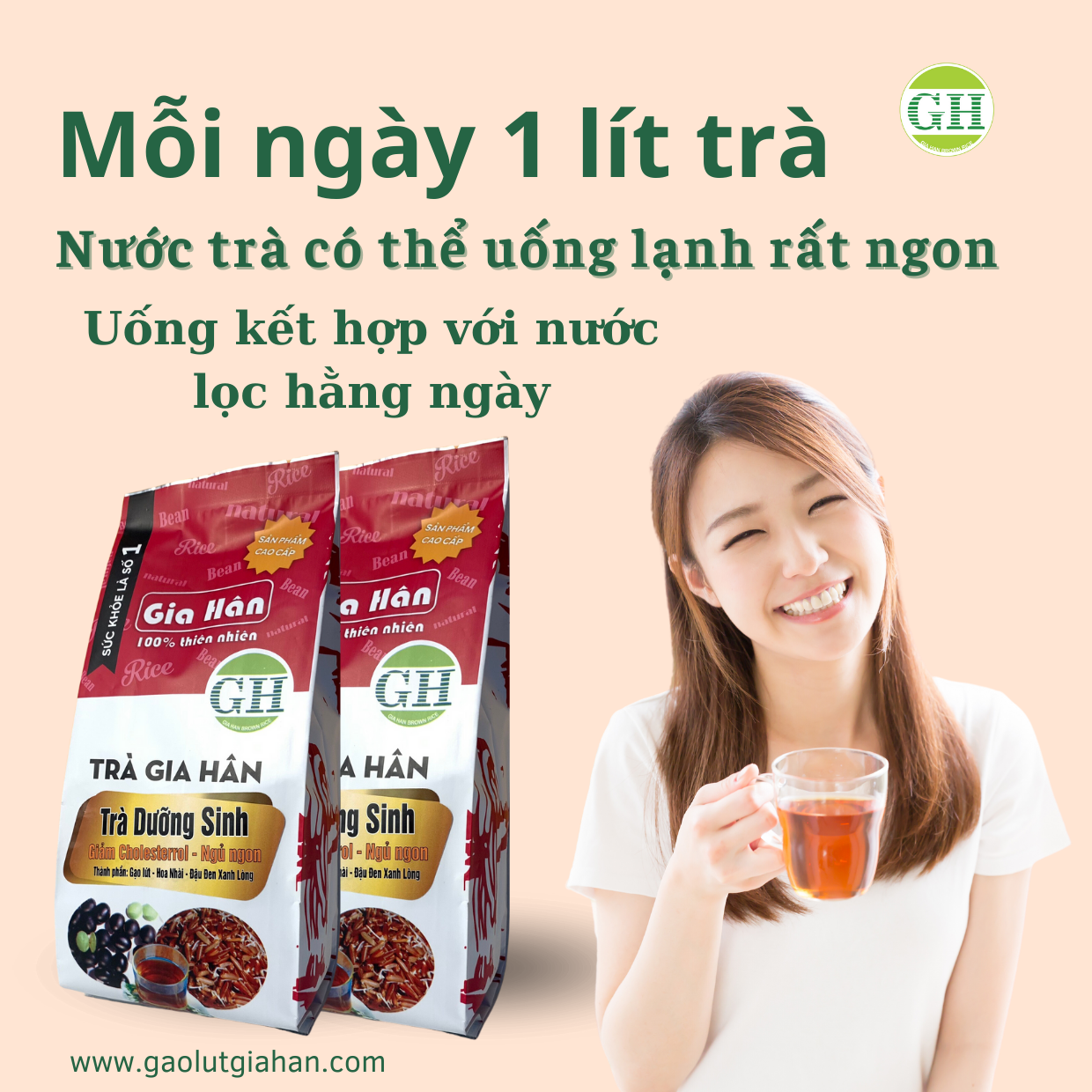 Trà túi lọc gạo lứt ,hoa nhài ,đậu đen xanh lòng tốt cho người Giảm Cân ,Giảm Stress, Giảm mỡ trong máu GIAHAN FOOD