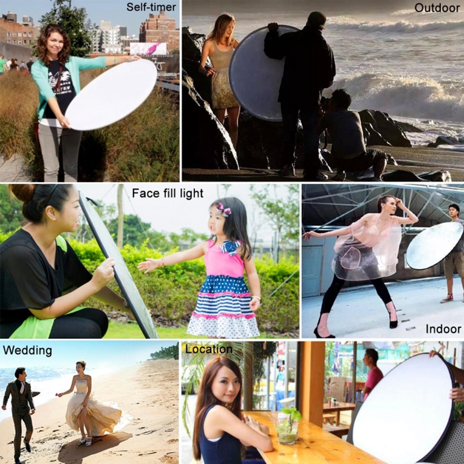 For PULUZ 5 in 1 Flexible 60/80/110cm Collapsible Photo Studio Background Round Translucent/Silver/Gold/White/Black Photography Reflector Set