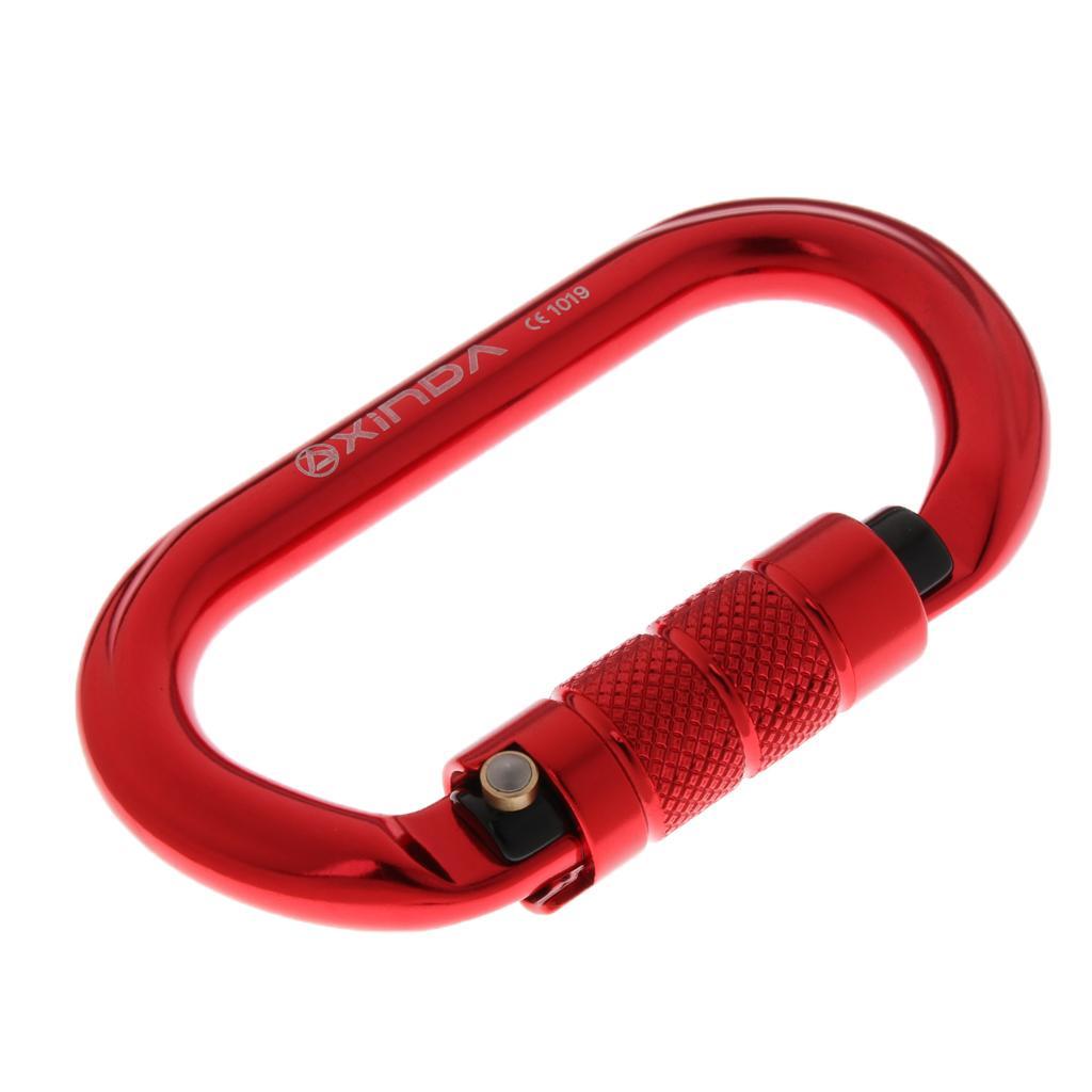 Oval Climbing Carabiner 25KN Aluminum Auto Locking Carabiner red