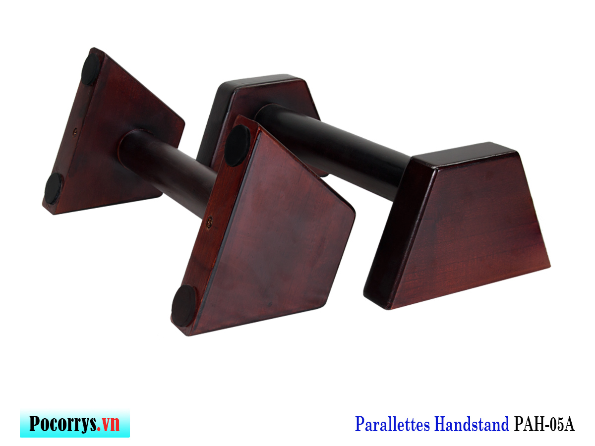 Dụng cụ chống đẩy, hít đất bằng gỗ, Parallettes gỗ hỗ trợ tập Handstand, Pocorrys PAH-05B, Màu nâu đỏ