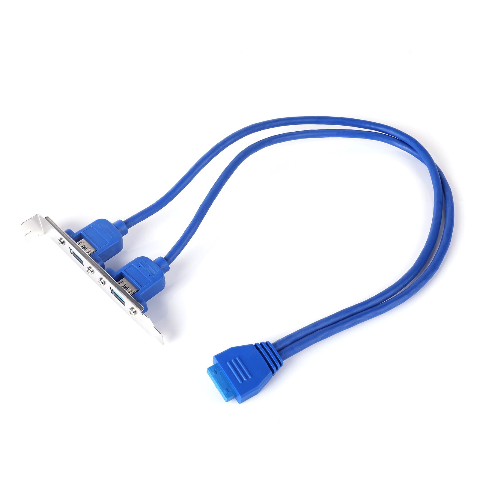 USB 3.0 Dual Port PCI Bracket Cable Motherboard to Back of Computer Case 20pin Header Connector Cable Adapter