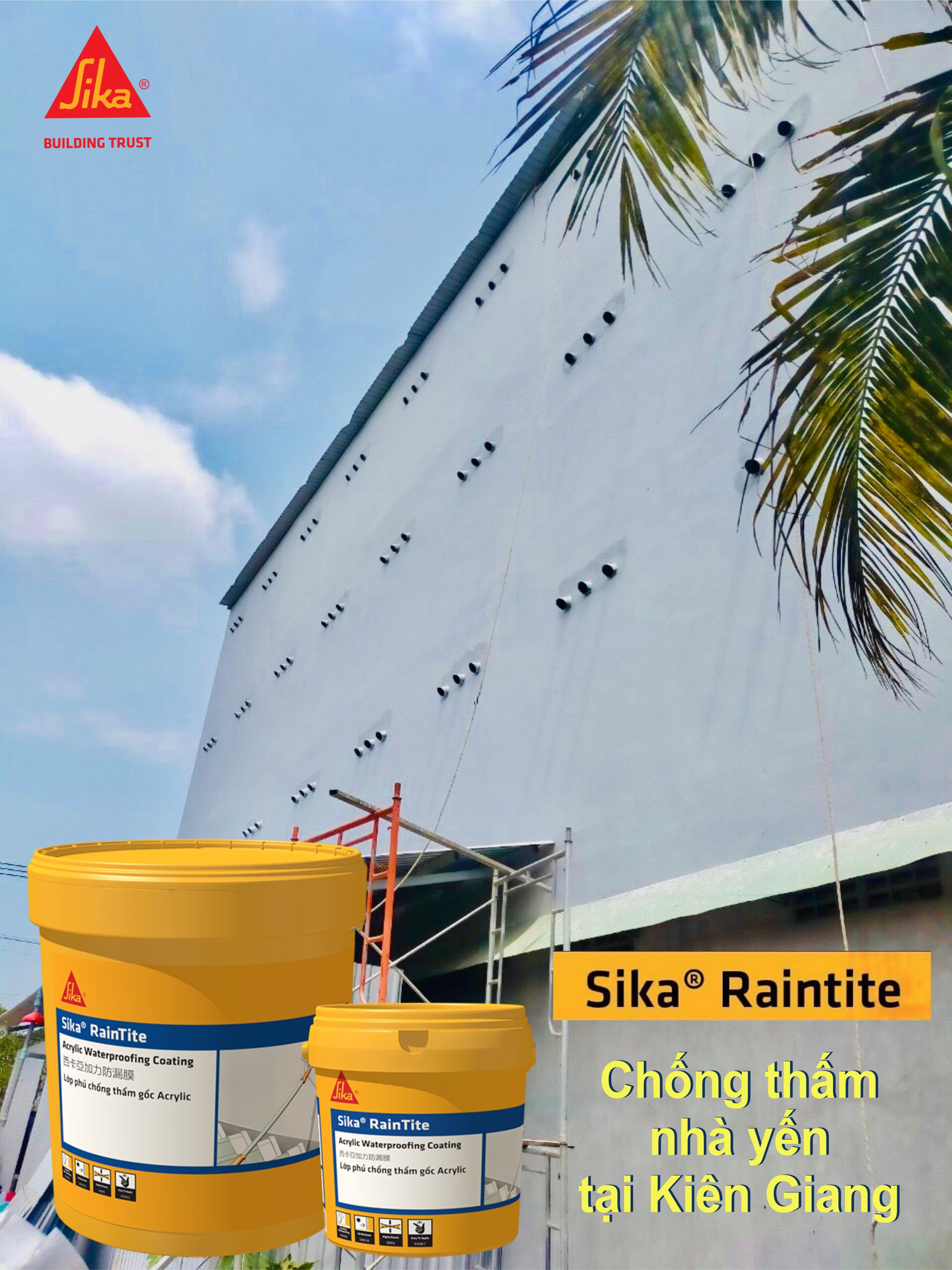 Sơn chống thấm vách tường ngoài trời, chống thấm máng xối lộ thiên-Sika RainTile Grey