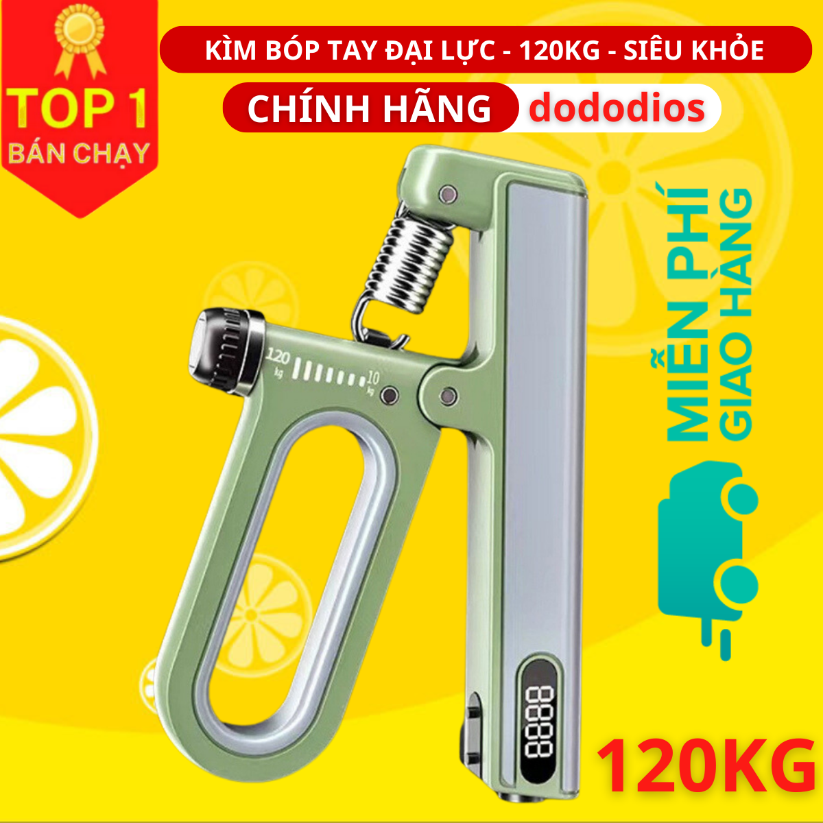 Màu Xanh Lá - Kìm Bóp Tay 120kg Super Cải Tiến Kháng Lực Có Đếm Số Đếm Giờ Điện Tử Dụng Cụ Tập Gym Tại Nhà Hàng Chính Hãng dododios