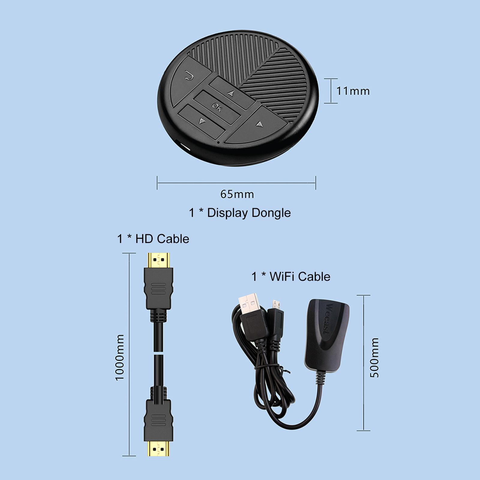 E8 Wireless HD Display Adapter Miracast TV Dongle with HD Cable for Streaming Wireless 1080P Screen Mirroring