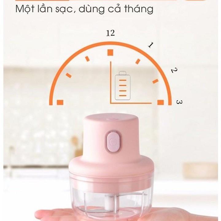 Máy xay mini cầm tay đa năng sạc pin cao cấp xay tỏi ớt, hành, rau củ quả dung tích 250ml