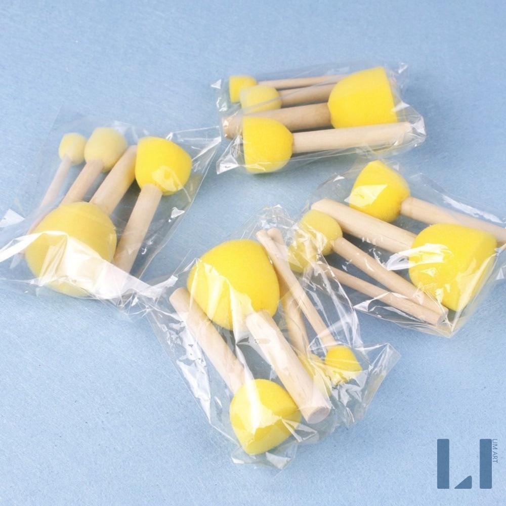 Bộ 5 cọ mút xốp cán gỗ dùng vẽ tranh - Set 5 cọ bọt biển diy