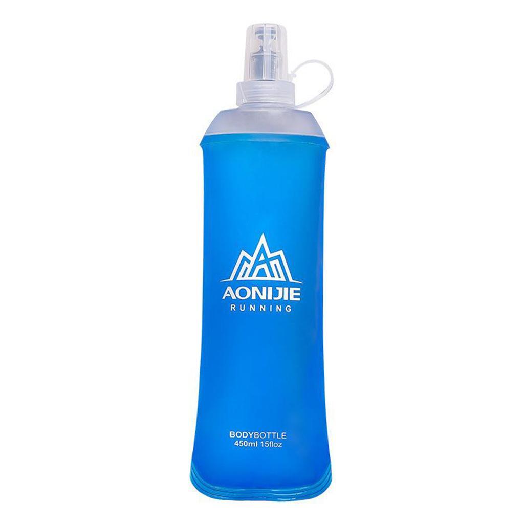 TPU Soft Running Collapsible Water Bottles for Hiking 450ml Blue